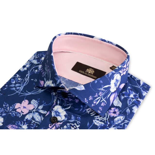 Circle of Gentlemen Marcus allover print overhemd in stretch kwaliteit 242-20014-593- large