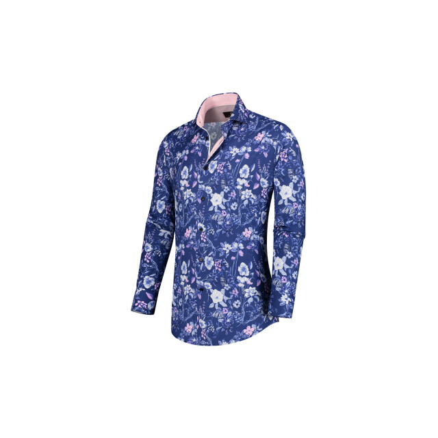 Circle of Gentlemen Marcus allover print overhemd in stretch kwaliteit 242-20014-593- large