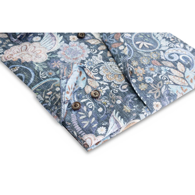 Circle of Gentlemen Mojiz linnenhemd print multicolor blauw/grijs 242-20047-583- large