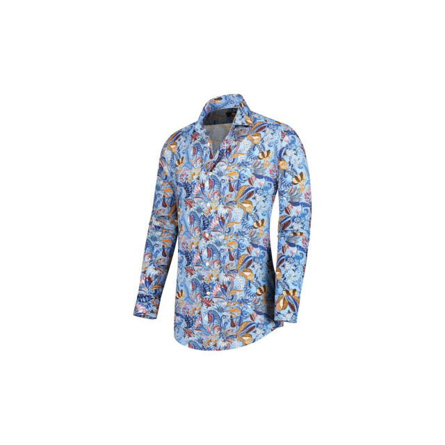 Circle of Gentlemen Mylo linnenhemd print multicolor blue 242-20051-404- large