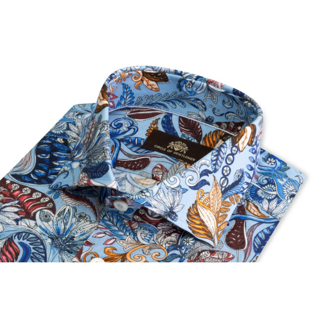Circle of Gentlemen Mylo linnenhemd print multicolor blue 242-20051-404- large