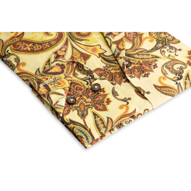 Circle of Gentlemen Michi linnenhemd print multicolor /bruin 242-20053-104- large