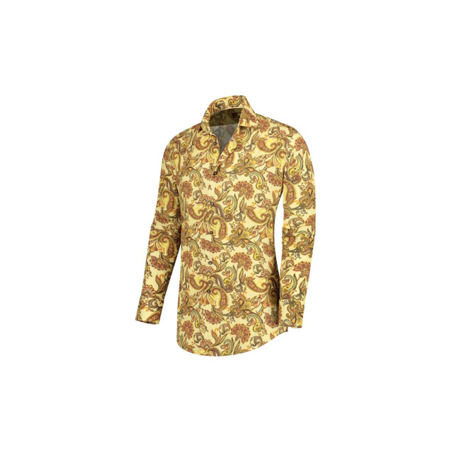 Circle of Gentlemen Michi linnenhemd print multicolor /bruin 242-20053-104- large