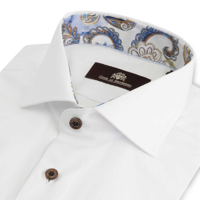Circle of Gentlemen Mels effen overhemd met contrast details 100% co 242-20030-000- large