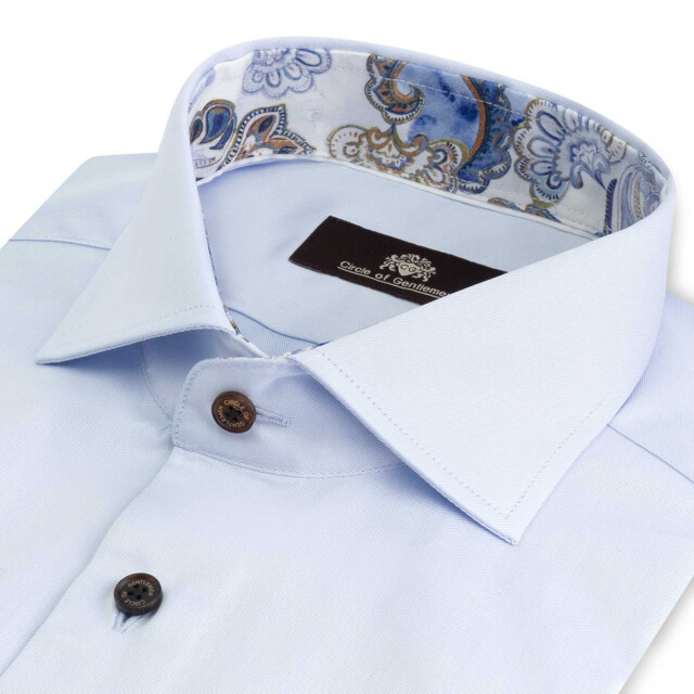 Circle of Gentlemen Melvin effen overhemd met contrast details 100% co 242-20031-500- large