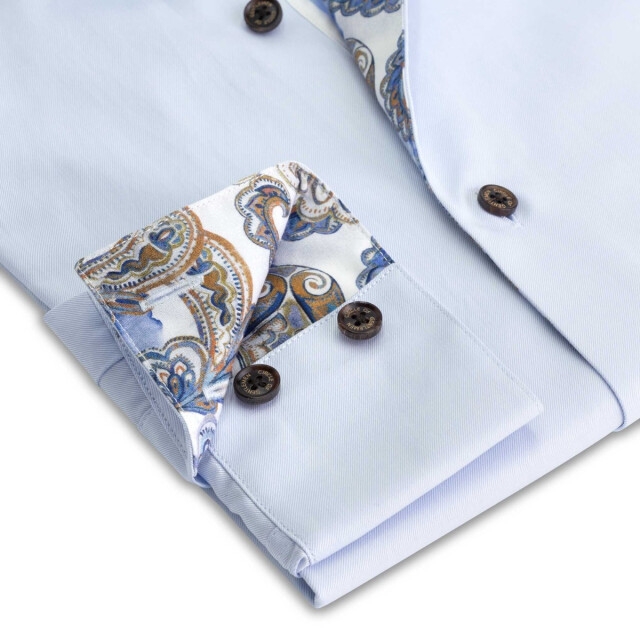 Circle of Gentlemen Melvin effen overhemd met contrast details 100% co 242-20031-500- large