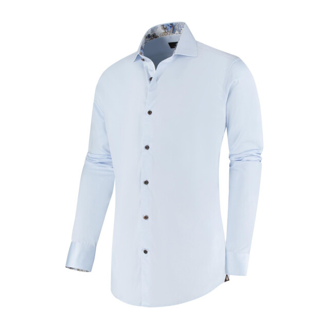 Circle of Gentlemen Melvin effen overhemd met contrast details 100% co 242-20031-500- large