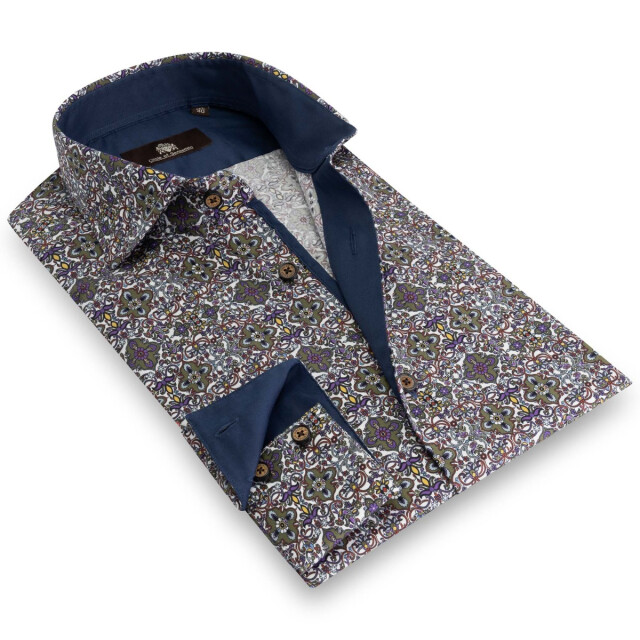 Circle of Gentlemen Max allover print overhemd in stretch kwaliteit 242-20001-253- large