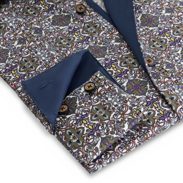 Circle of Gentlemen Max allover print overhemd in stretch kwaliteit 242-20001-253- large