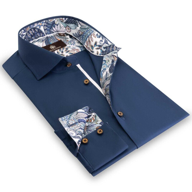 Circle of Gentlemen Norwell effen overhemd met contrasten in stretch kwaliteit 243-20003-580- large