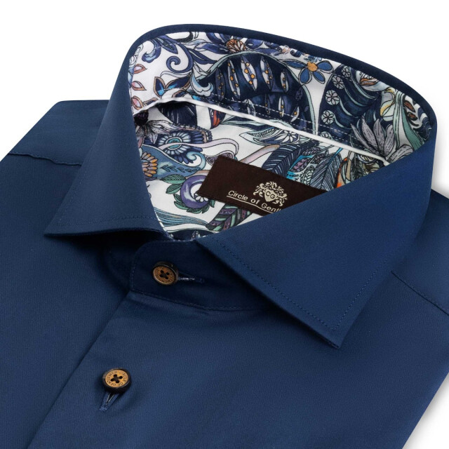 Circle of Gentlemen Norwell effen overhemd met contrasten in stretch kwaliteit 243-20003-580- large