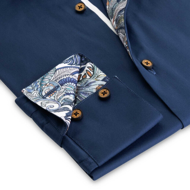 Circle of Gentlemen Norwell effen overhemd met contrasten in stretch kwaliteit 243-20003-580- large
