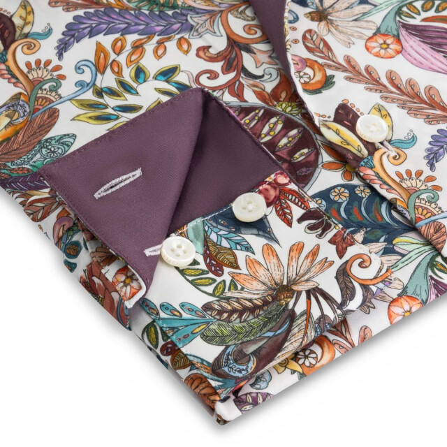 Circle of Gentlemen Noud allover print overhemd in stretch kwaliteit 243-20004-233- large