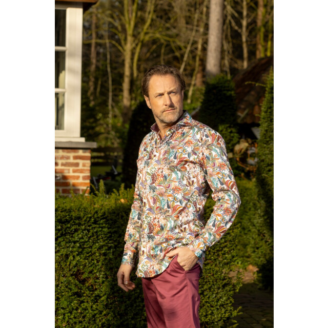 Circle of Gentlemen Noud allover print overhemd in stretch kwaliteit 243-20004-233- large