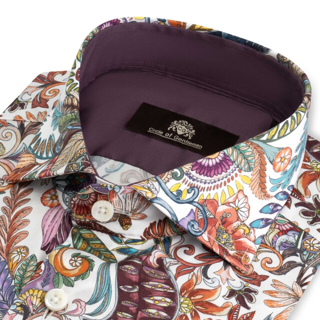 Circle of Gentlemen Noud allover print overhemd in stretch kwaliteit 243-20004-233- large