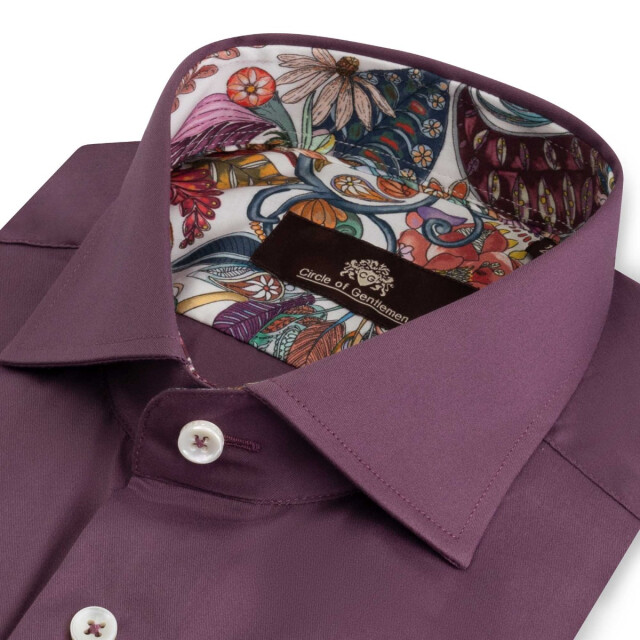 Circle of Gentlemen Nouri effen overhemd met contrasten in stretch kwaliteit 243-20005-380- large