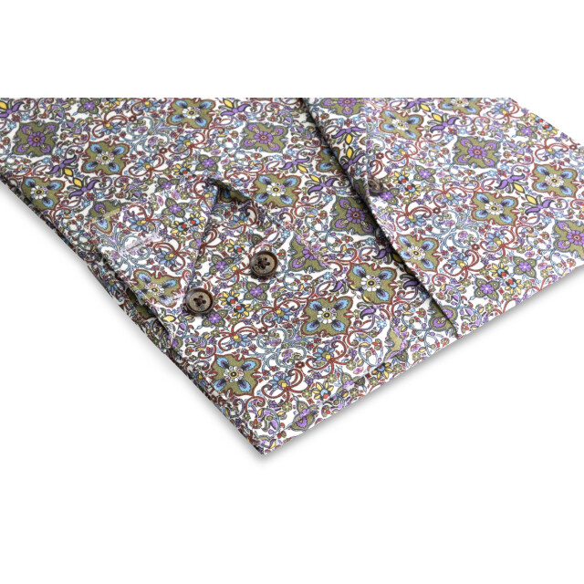 Circle of Gentlemen Mirza linnenhemd print multicolor paars/groen 242-20045-293- large