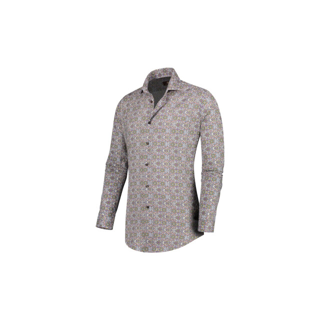 Circle of Gentlemen Mirza linnenhemd print multicolor paars/groen 242-20045-293- large