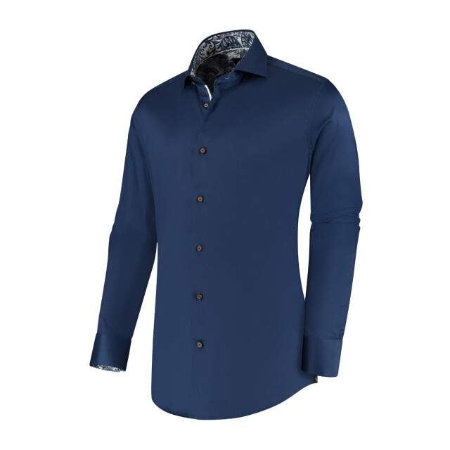 Circle of Gentlemen Norwell effen overhemd met contrasten in stretch kwaliteit 243-20003-580- large