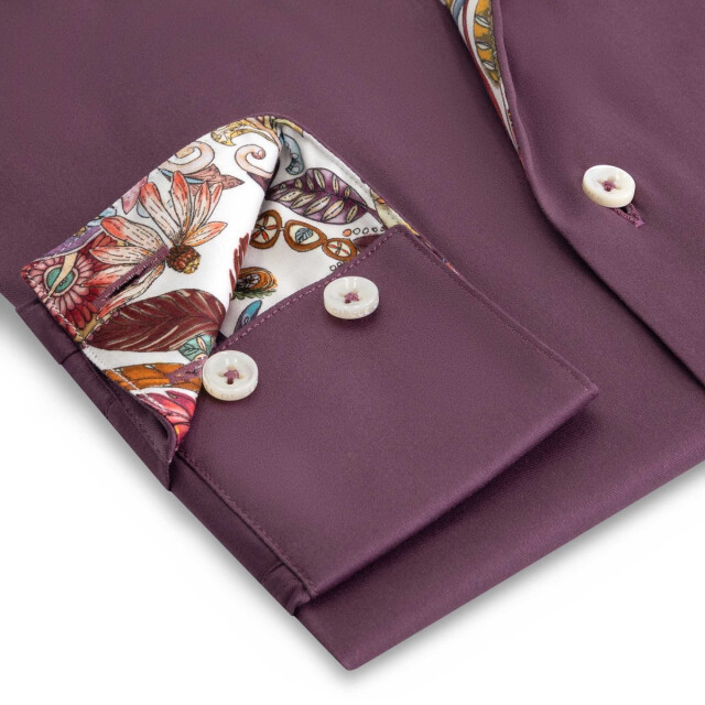 Circle of Gentlemen Nouri effen overhemd met contrasten in stretch kwaliteit 243-20005-380- large