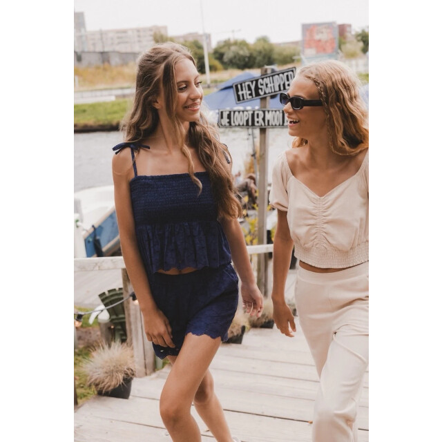 Looxs Revolution Broderie anglaise navy top voor meisjes in de kleur 2513-5173-191 large