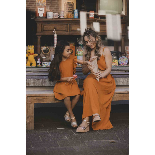 Looxs Revolution Lxs maxi katoenen zomerjurk oker voor dames in de kleur 2513-9876-381 large