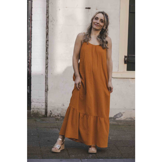 Looxs Revolution Lxs maxi katoenen zomerjurk oker voor dames in de kleur 2513-9876-381 large