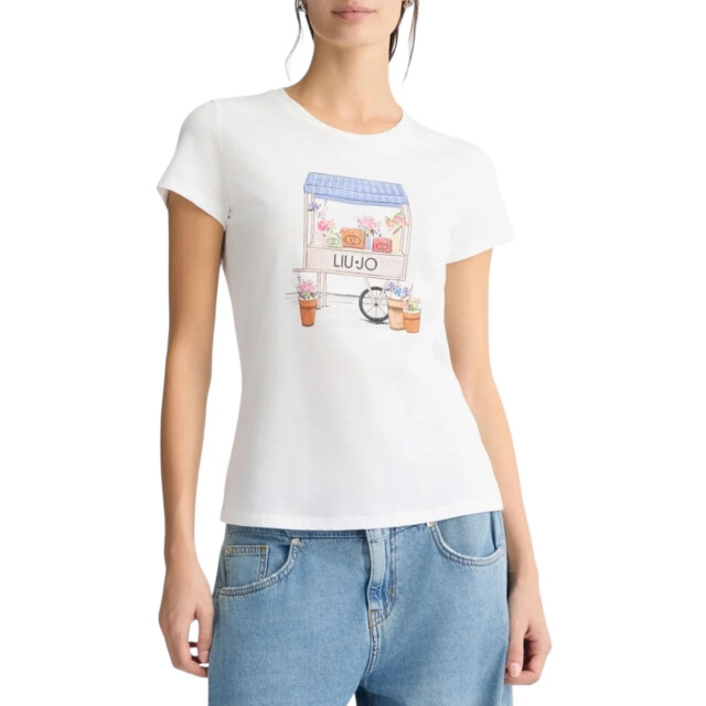 Liu Jo T-shirt dames Liu Jo Wit T-shirt Met Print en Rhinestones large