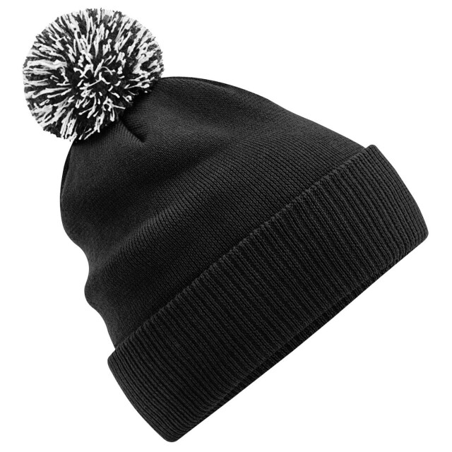 Beechfield Snowstar tweekleurige gerecycleerde muts UTFK1090_blackwhite large