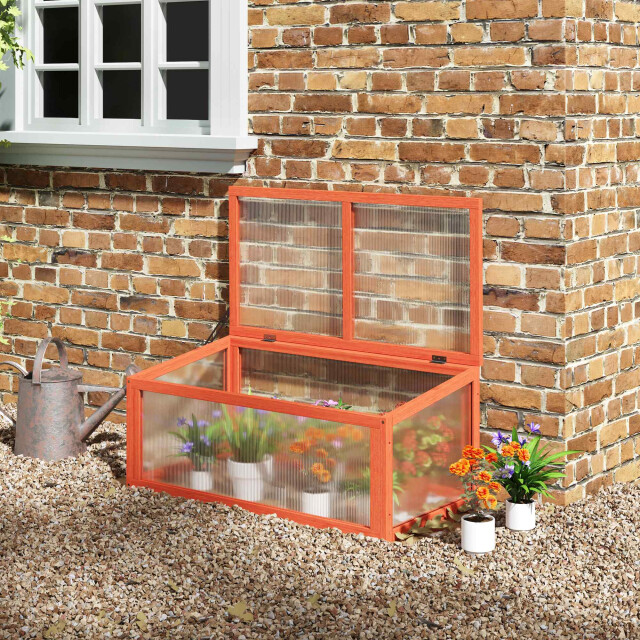 4goodz Outsunny mini-kas met afdekking, weerbestendig, van hout 3173657 large