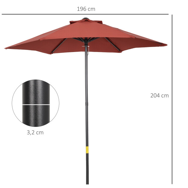 4goodz Outsunny parasol Ø196 cm voor strand balkon tuin wijn 3175099 large