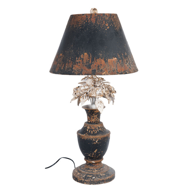 Clayre & Eef Tafellamp Ø 36x73 cm ijzer rond bloemen bureaulamp 1096848 large