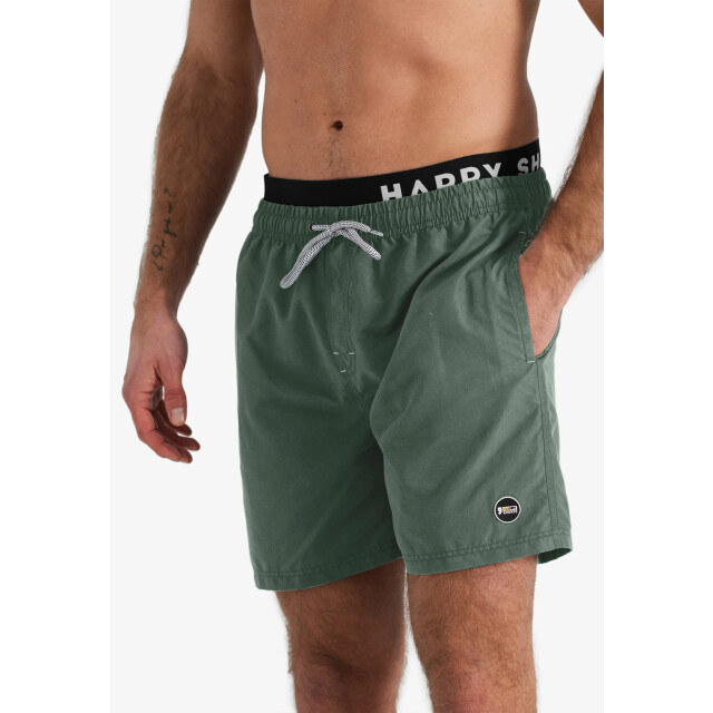 Happy Shorts Heren zwemshort dubbele waistband effen kaki HS-SW-1163 large