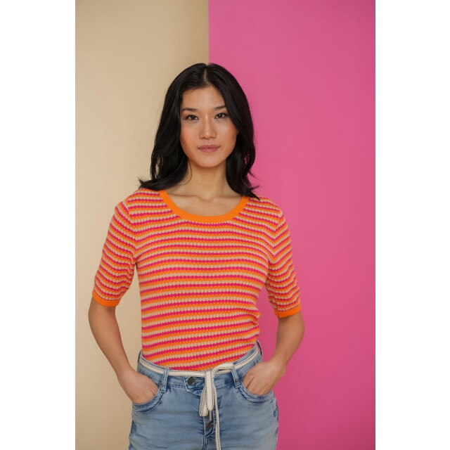 Geisha Top knit short sleeves stripes dessin 4382.18.0007 large