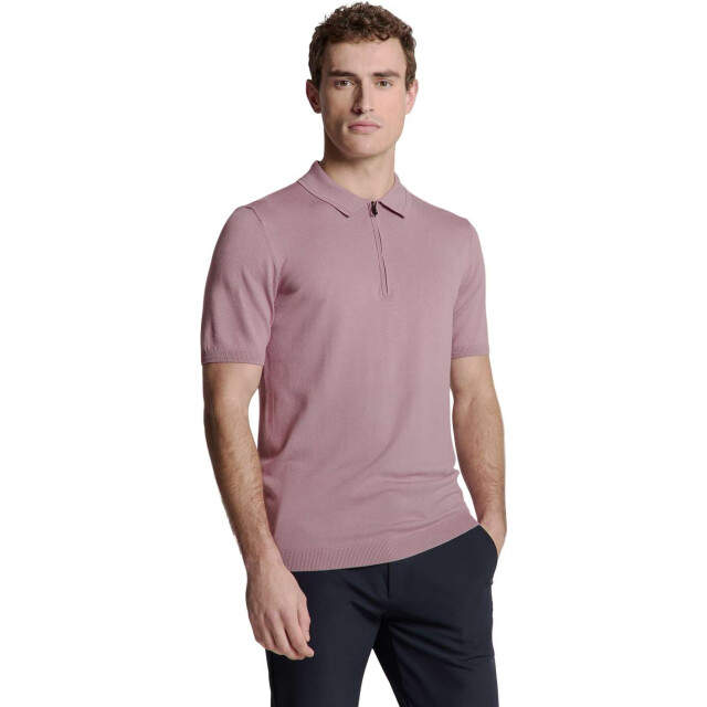 No Excess Pullover short sleeve polo zip soli mauve 27210352-146 large