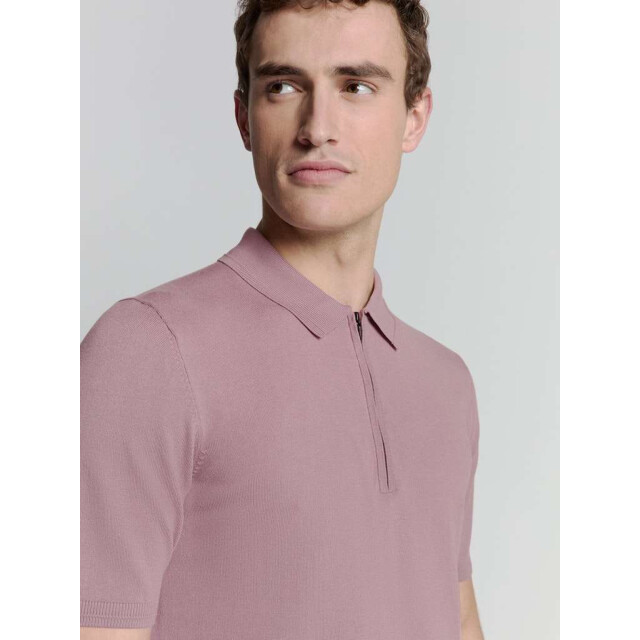 No Excess Pullover short sleeve polo zip soli mauve 27210352-146 large