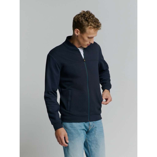 No Excess Sweater full zipper jacquard mix bo deep blue 27100119-096 large