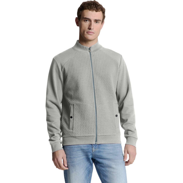 No Excess Sweater full zipper jacquard mix grey melange 27100118-102 large