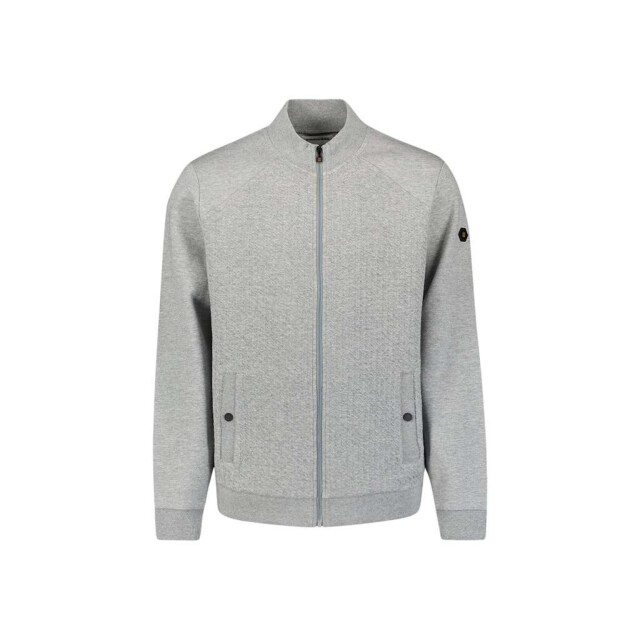 No Excess Sweater full zipper jacquard mix grey melange 27100118-102 large