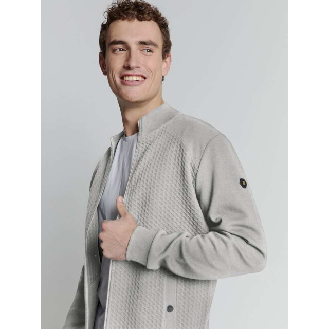 No Excess Sweater full zipper jacquard mix grey melange 27100118-102 large