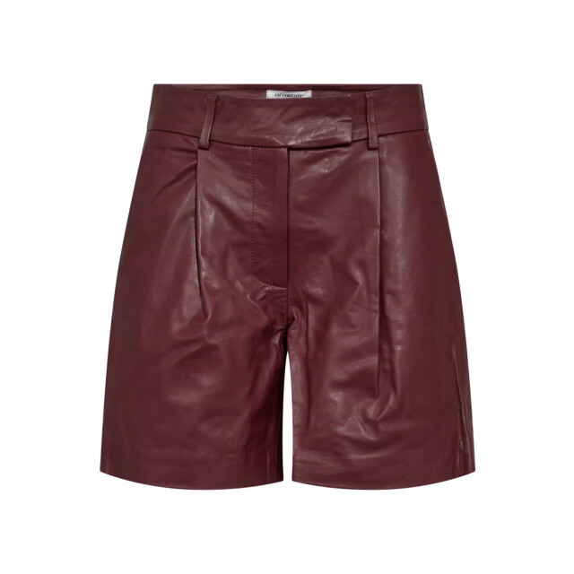 Co'Couture Phoebecc leather pleat shorts burgundy 9308415295816 large