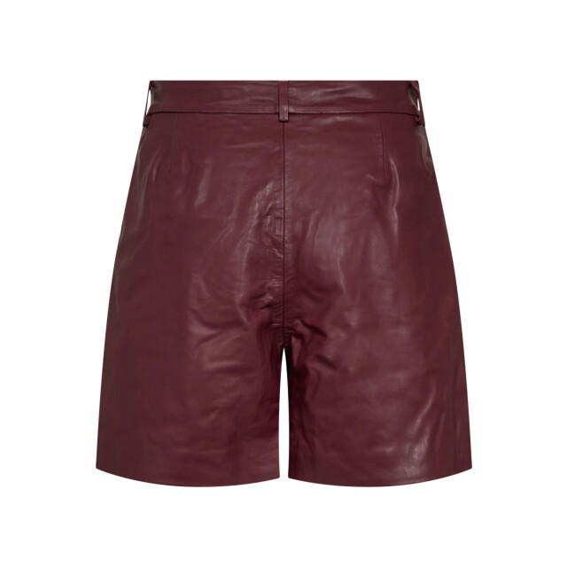 Co'Couture Phoebecc leather pleat shorts burgundy 9308415295816 large