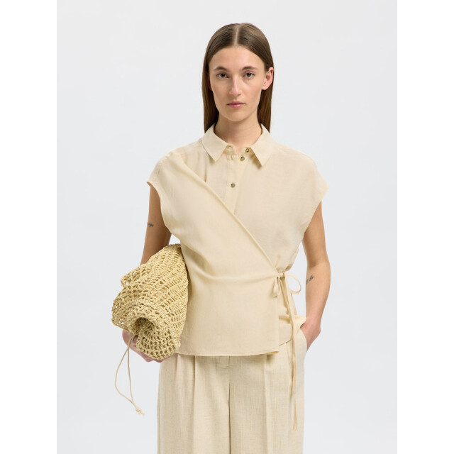 Selected Femme slflisa ss wrap shirt b 16097924 birch 06613.198.0022 large