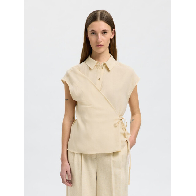 Selected Femme slflisa ss wrap shirt b 16097924 birch 06613.198.0022 large