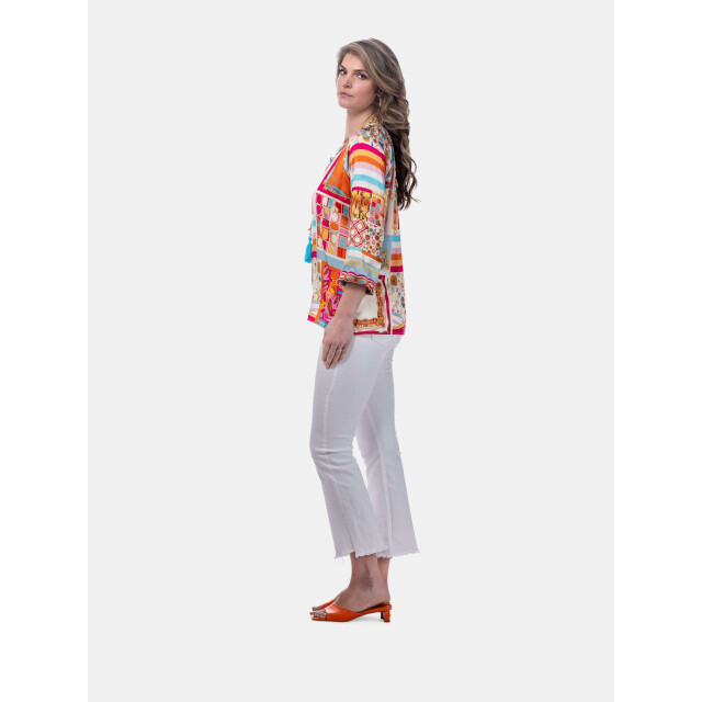 Mucho Gusto ® blouse milano oranje roze patchwork MUCHO GUSTO® Blouse Milano Oranje Roze Patchwork large
