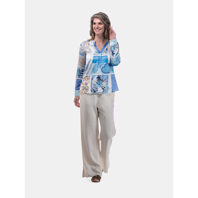 Mucho Gusto ® blouse grazie blauw hart elegantie MUCHO GUSTO® Blouse Grazie Blauw Hart Elegantie large