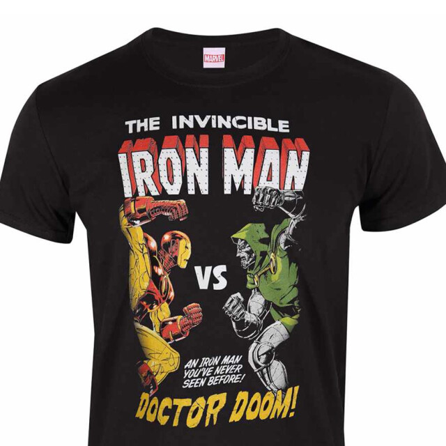 Marvel Unisex volwassen iron man vs doom t-shirt UTHE3041_black large