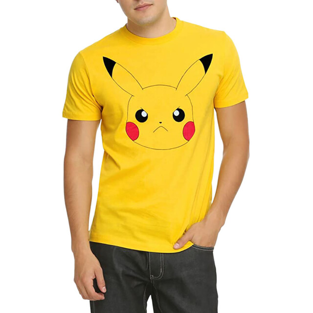 Pokemon Unisex volwassen t-shirt met pikachu-gezicht UTHE704_yellow large