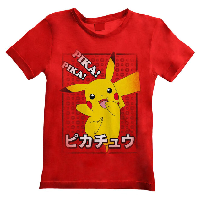 Pokemon Kinderen/kinderen pika pika japans t-shirt UTHE705_red large