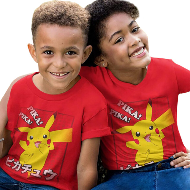 Pokemon Kinderen/kinderen pika pika japans t-shirt UTHE705_red large